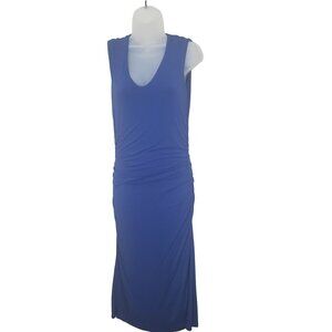 BODEN Womens Dress Size‎ 8Long Cosima Jersey Rouched Sleeveless Navy Midi V-Neck